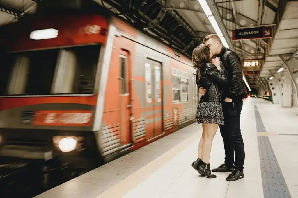 Source: Photo by Jonathan Borba from Pexels: https://www.pexels.com/photo/kissing-couple-beside-running-train-in-subway-3134229/
